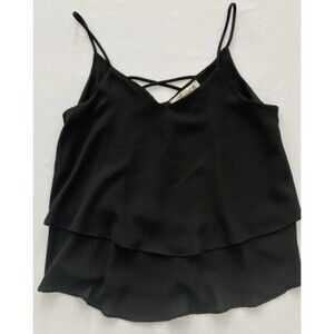 Annabella Black Layered Camisole Women's Size Small Spaghetti Strap Made in USA